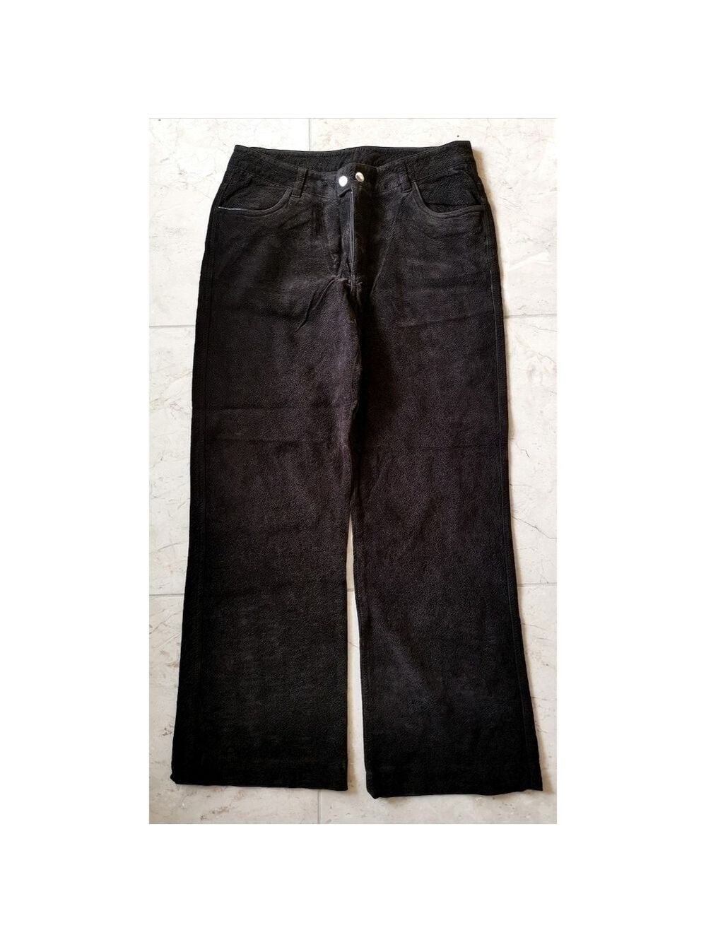 Point Zero Faux Suede Straight Leg Pants Brown